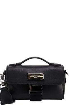 ( New Season ) Dolce & Gabbana Logo Engraved Shoulder Bag - Black