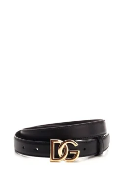 ( New Season ) Dolce & Gabbana Logo Buckle Belt - Black