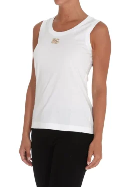 Dolce & Gabbana Logo Embellished Tank Top - White -Cheap Vestureo Store 42d16c5bbad8de343d643e89bb5ccf75