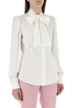 Dolce & Gabbana Pussy Bow Blouse - White -Cheap Vestureo Store 434b8217e6332846247d822ad6979a57