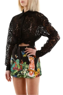 Dolce & Gabbana Lace Knotted Shirt - Black -Cheap Vestureo Store 43d46ee2f5cb76e80fc63d5a696ca196