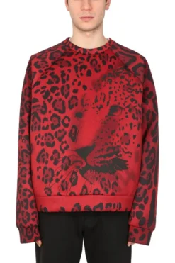 ( New Season ) Dolce & Gabbana Leopard Print Crewneck Sweatshirt - Multi