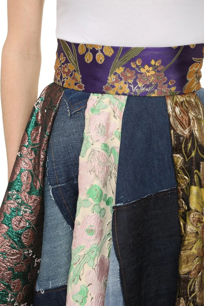 Dolce & Gabbana Patchwork Pleated Flared Skirt - Multi 6 Dolce & Gabbana Patchwork Pleated Flared Skirt - Multi - Image 6