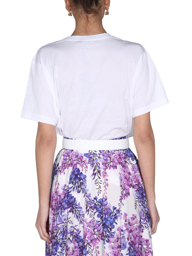 ( New Season ) Dolce & Gabbana Logo Embellished Crewneck T-Shirt - White 2 ( New Season ) Dolce & Gabbana Logo Embellished Crewneck T-Shirt - White - Image 2