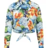 ( New Season ) Dolce & Gabbana Hydrangea-Print Poplin Shirt - Multi