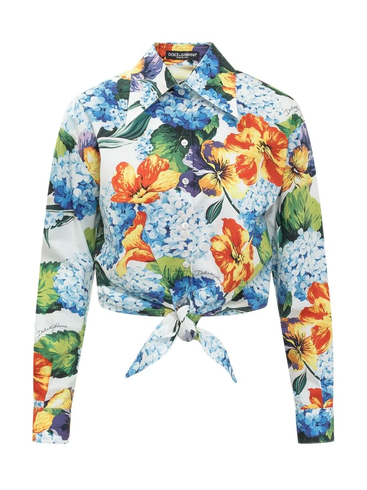 ( New Season ) Dolce & Gabbana Hydrangea-Print Poplin Shirt - Multi 1 ( New Season ) Dolce & Gabbana Hydrangea-Print Poplin Shirt - Multi