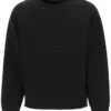 ( New Season ) Dolce & Gabbana Logo Embroidered Crewneck Sweatshirt - Black