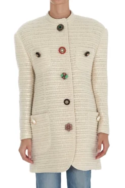 Dolce & Gabbana Single-Breasted Crewneck Jacket - White