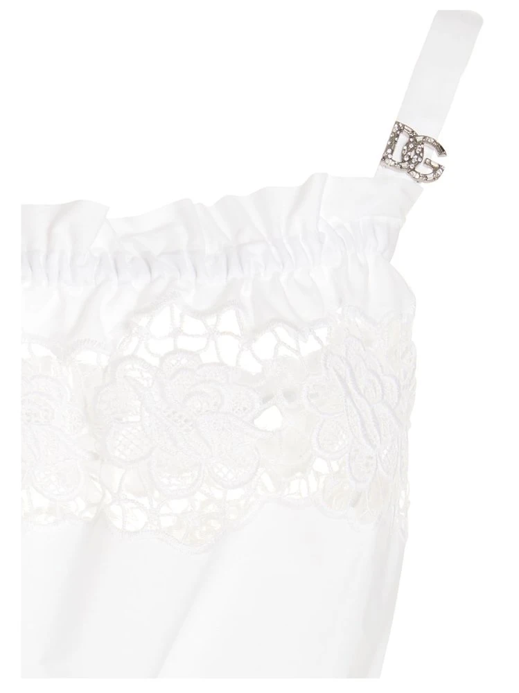 ( New Season ) Dolce & Gabbana Openwork Embroidery Poplin Top - White 3 ( New Season ) Dolce & Gabbana Openwork Embroidery Poplin Top - White - Image 3