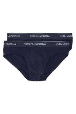 ( New Season ) Dolce & Gabbana 2 Pack Logo Detailed Briefs - Navy