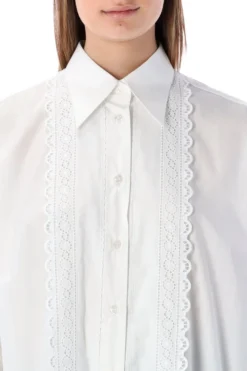 ( New Season ) Dolce & Gabbana Lace Trim Long-Sleeved Shirt - White -Cheap Vestureo Store 4685118613a6edc0fc504df142e76706