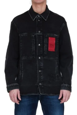 ( New Season ) Dolce & Gabbana Faded Logo Printed Denim Jacket - Grey