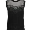 ( New Season ) Dolce & Gabbana Lace Detailed Sleeveless Top - Black
