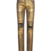 Dolce & Gabbana Distressed Slim-Fit Pants - Gold