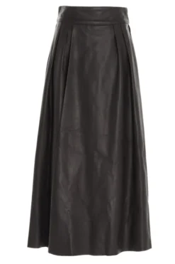 Dolce & Gabbana A-Line Leather Skirt - Brown