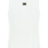( New Season ) Dolce & Gabbana Logo Patch Crewneck Tank Top - White