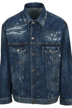Dolce & Gabbana Distressed Buttoned Denim Jacket - Blue