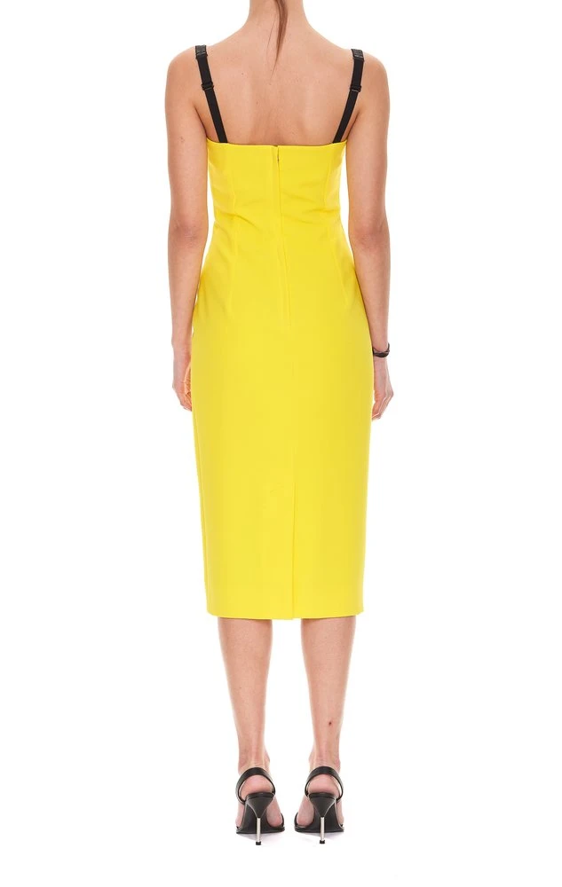 ( New Season ) Dolce & Gabbana Heart Neck Strapped Dress - Yellow 2 ( New Season ) Dolce & Gabbana Heart Neck Strapped Dress - Yellow - Image 2