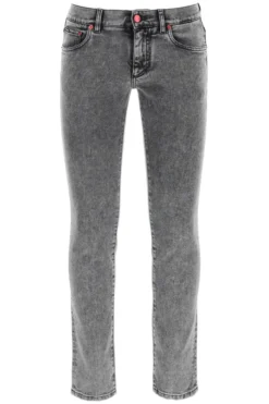 ( New Season ) Dolce & Gabbana Low Rise Slim-Fit Jeans - Grey