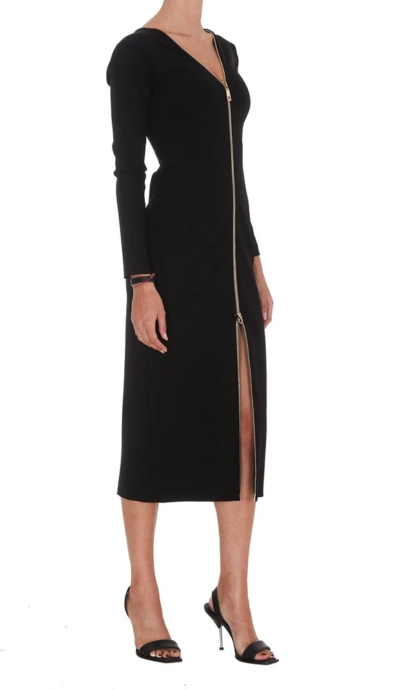 Dolce & Gabbana Zip-Up Midi Dress - Black 7 Dolce & Gabbana Zip-Up Midi Dress - Black - Image 7