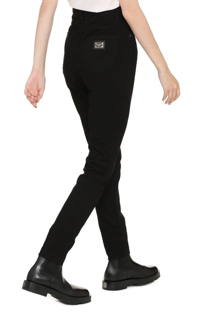 Dolce & Gabbana Logo Patch Slim-Cut Jeans - Black 4 Dolce & Gabbana Logo Patch Slim-Cut Jeans - Black - Image 4