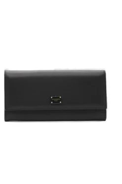 ( New Season ) Dolce & Gabbana Logo Plaque Continental Wallet - Black