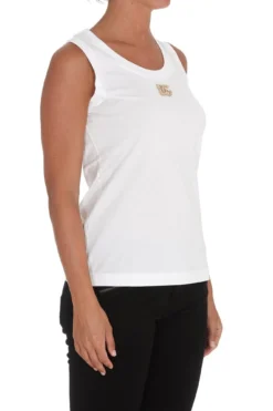 Dolce & Gabbana Logo Embellished Tank Top - White -Cheap Vestureo Store 4b3d96577a6fcc251ea4d102815eec6b