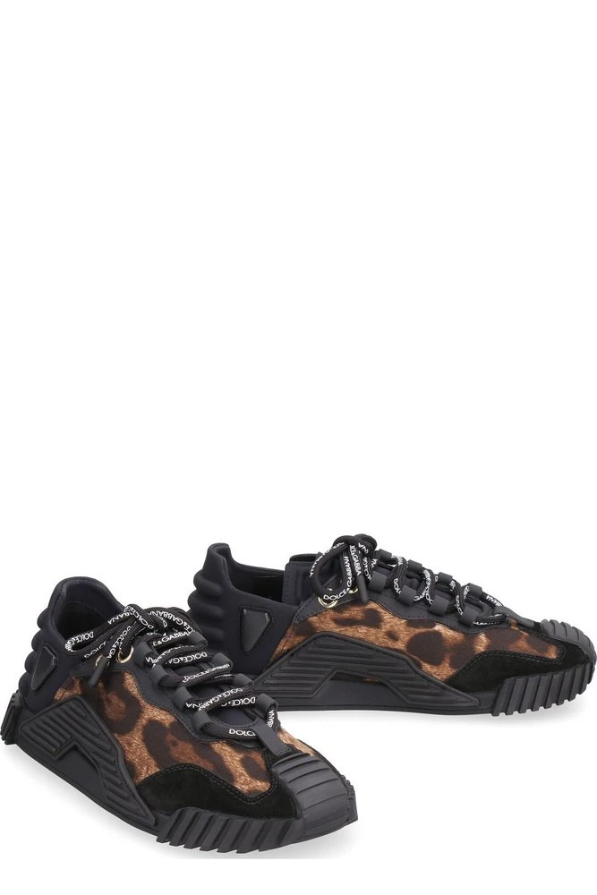 ( New Season ) Dolce & Gabbana Leopard Panel Lace-Up Sneakers - Multi 2 ( New Season ) Dolce & Gabbana Leopard Panel Lace-Up Sneakers - Multi - Image 2
