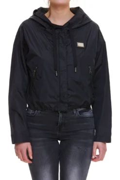 ( New Season ) Dolce & Gabbana Logo Patch Zip-Up Jacket - Black