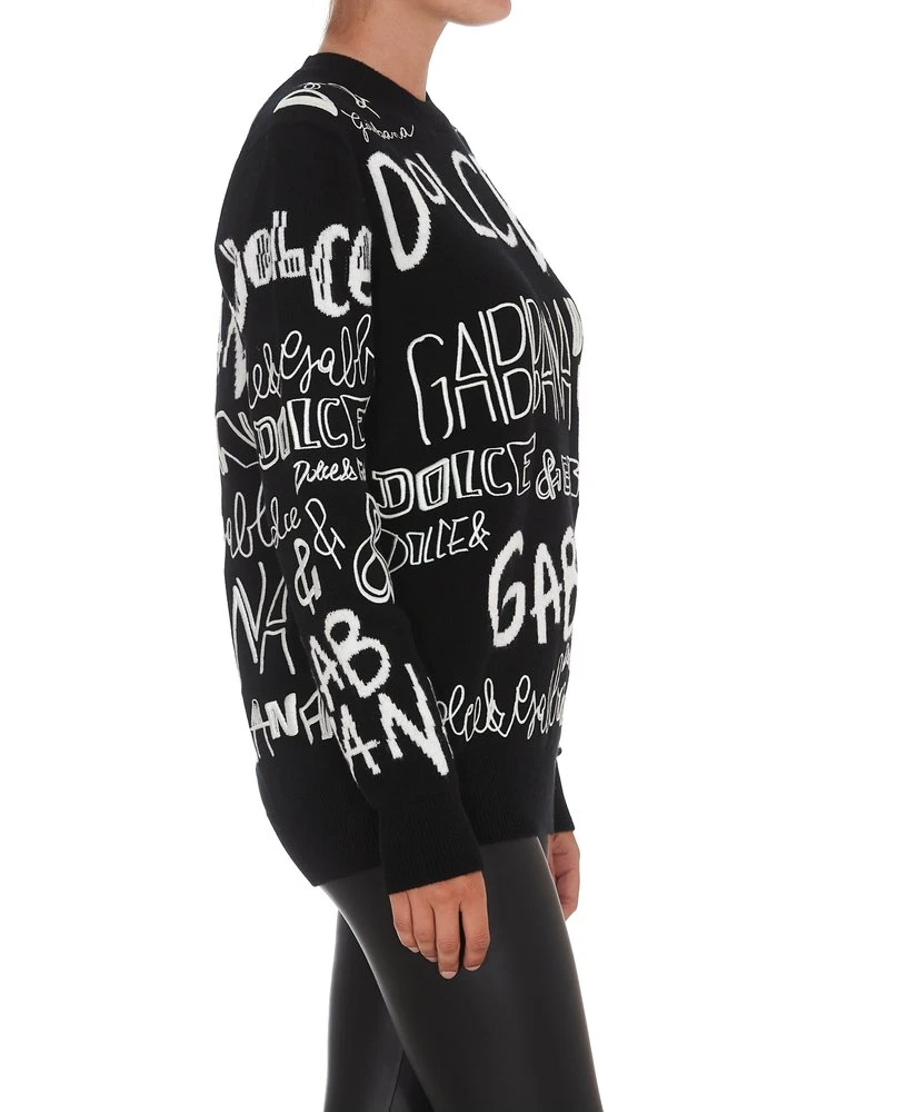 Dolce & Gabbana Logo Intarsia Knitted Jumper - Multi 3 Dolce & Gabbana Logo Intarsia Knitted Jumper - Multi - Image 3