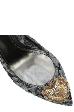 ( New Season ) Dolce & Gabbana Devotion Heart Taormina Lace Pumps - Grey -Cheap Vestureo Store 4c351e9dafd46f33d384635436a671a8