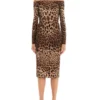 Dolce & Gabbana Off The Shoulder Animalier Printed Dress - Multi