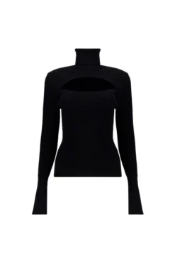 ( New Season ) Dolce & Gabbana Cut-Out Turtleneck Knit Jumper - Black