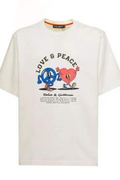 ( New Season ) Dolce & Gabbana Graphic Printed Crewneck T-Shirt - White