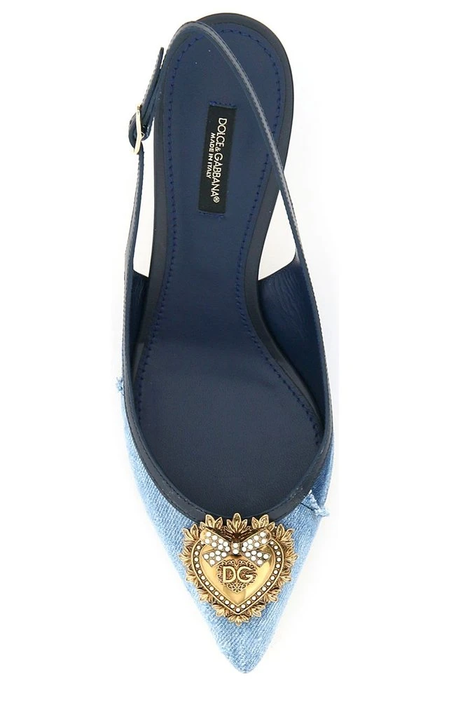 Dolce & Gabbana Devotion Denim Slingback Pumps - Blue 3 Dolce & Gabbana Devotion Denim Slingback Pumps - Blue - Image 3