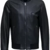 ( New Season ) Dolce & Gabbana Leather Bomber Jacket - Black