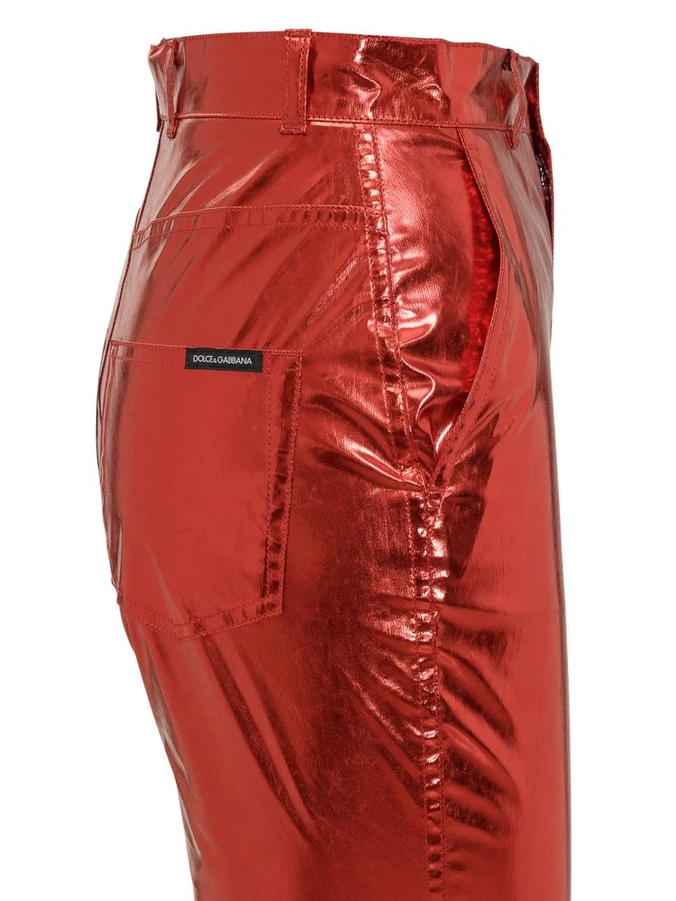 Dolce & Gabbana Metallic Effect Slim-Fit Pants - Red 8 Dolce & Gabbana Metallic Effect Slim-Fit Pants - Red - Image 8