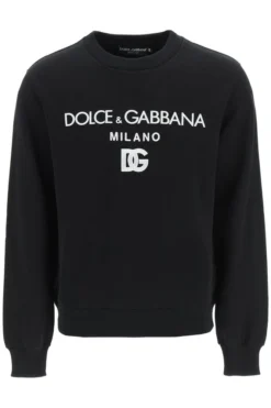 ( New Season ) Dolce & Gabbana Logo Printed Crewneck Sweatshirt - Black