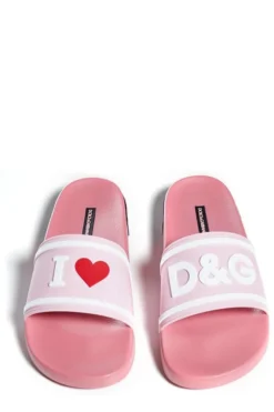 ( New Season ) Dolce & Gabbana I Love D&G Flat Sandals - Pink -Cheap Vestureo Store 4f407b9cbf0d645978cf57d3154cdc22