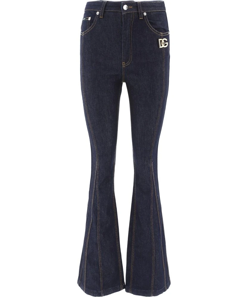 Dolce & Gabbana Logo Plaque Flared Jeans - Blue 1 Dolce & Gabbana Logo Plaque Flared Jeans - Blue
