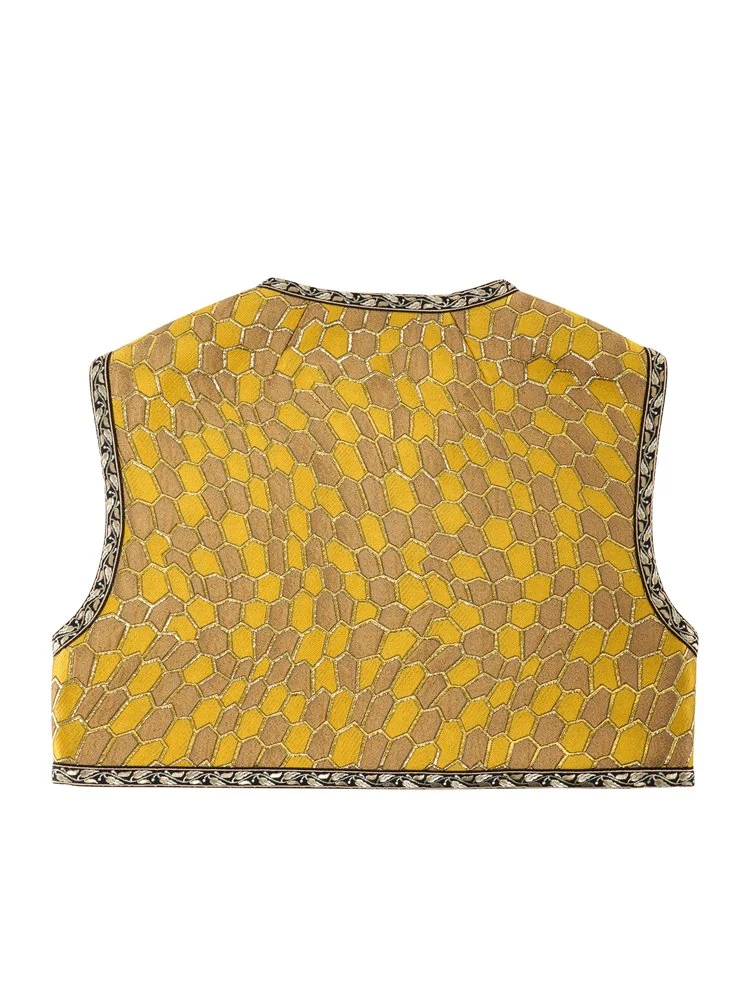 Dolce & Gabbana Jacquard Cropped Jacket - Gold 2 Dolce & Gabbana Jacquard Cropped Jacket - Gold - Image 2