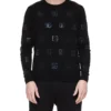 ( New Season ) Dolce & Gabbana Allover Logo Crewneck Sweater - Black