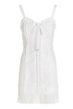 ( New Season ) Dolce & Gabbana Laced Zip-Up Dress - White