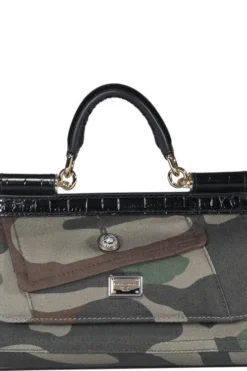 ( New Season ) Dolce & Gabbana Sicily Camouflage Foldover Crossbody Bag - Multi