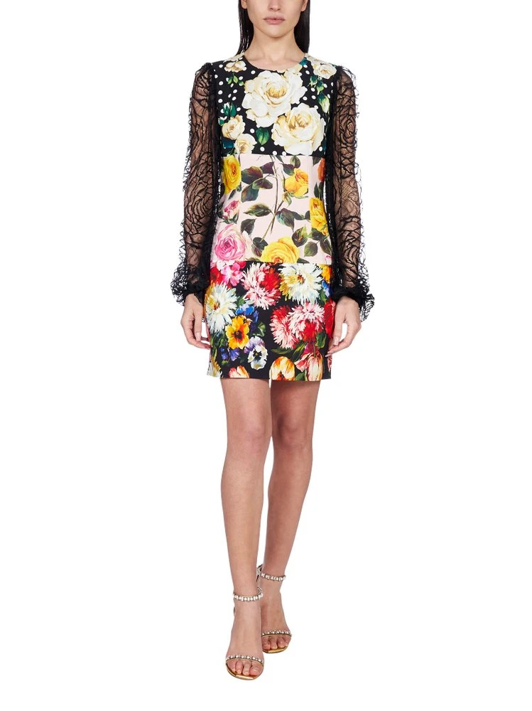 Dolce & Gabbana Floral Patchwork Mini Dress - Multi 2 Dolce & Gabbana Floral Patchwork Mini Dress - Multi - Image 2
