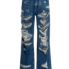 ( New Season ) Dolce & Gabbana Distressed Straight-Leg Jeans - Blue
