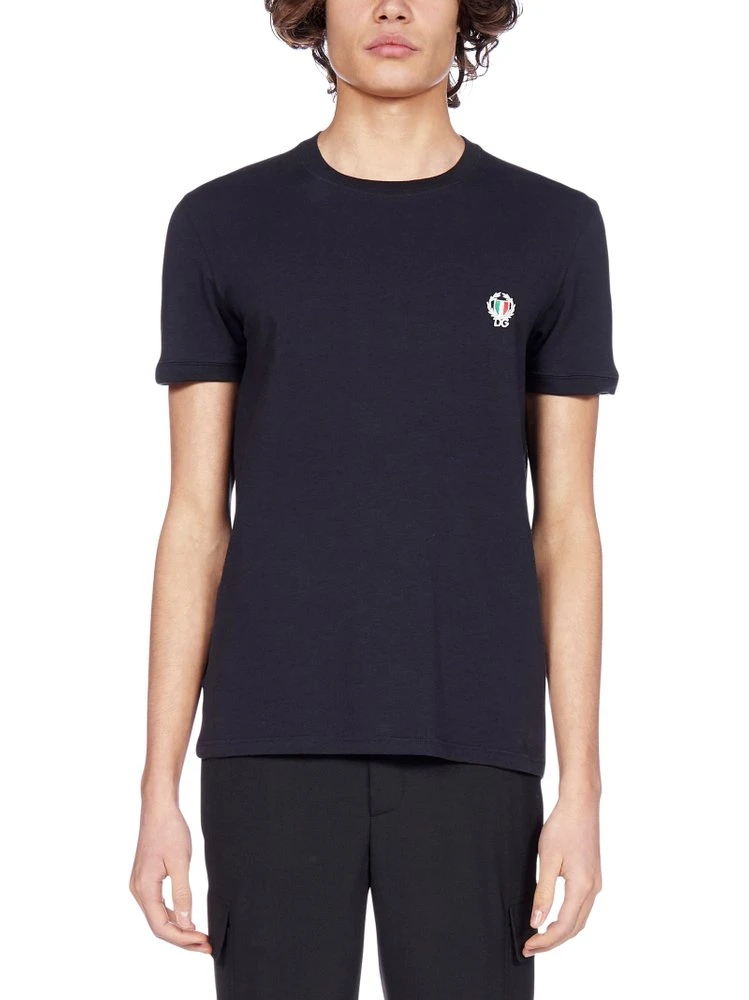 ( New Season ) Dolce & Gabbana Logo Embroidered Crewneck T-Shirt - Navy 2 ( New Season ) Dolce & Gabbana Logo Embroidered Crewneck T-Shirt - Navy - Image 2