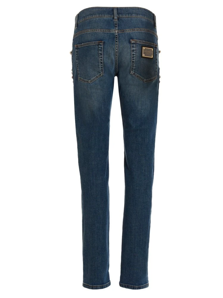 ( New Season ) Dolce & Gabbana Embellished Skinny Fit Jeans - Blue 2 ( New Season ) Dolce & Gabbana Embellished Skinny Fit Jeans - Blue - Image 2