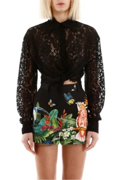 Dolce & Gabbana Lace Knotted Shirt - Black -Cheap Vestureo Store 5305456e93099dbd3790b8243af97b48