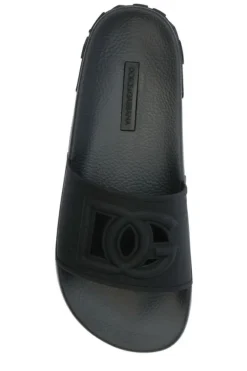 ( New Season ) Dolce & Gabbana Logo Cut Out Slip-On Slides - Black -Cheap Vestureo Store 53245dacd44893174fa8a754704c7ec2